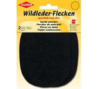 Kleiber Suede Leather Patches-Pair (2) -12cm x 10cm-Oval-Black