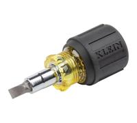 Klein Tools 32561 Stubby Screwdriver and Nut Driver with 6-in-1 Multi-Bits, 1 and #2 Phillips, 3/16-Inch Slotted, 1/4-Inch and 5/16-Inch, Black and Yellow