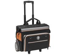 Rolling Tool Bag, Water Resistant Tool Storage Organizer Rolls on Rugged 15-cm Wheels, 24 Pockets, Load Tested to 90 kg, Klein Tools 55452RTB,Black/Orange