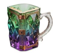 Klein bottle Magic Book Mug with Constellation Pattern, Gradient Green Purple Crystal Resin Coffee Cup, 330ml Capacity, Golden Foil Detailing, Ancient Tome Design, Hand Wash Only