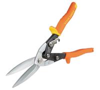 Klein Tools 1302S Aviation Tin Snips, Straight, Long Cut, Heavy Duty Metal Cutting Shears with Forged Steel Blade