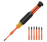 Klein Tools 32306INS 6-in-1 Insulated Multi-Bit Screwdriver, Multi-Bit Driver with Auto-Locking Collar, 1000V Rated, in-Handle Bit Storage