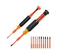 Klein Tools 32310INS 10-in-2 Insulated Multi-Bit and Multi-Bit Precision Screwdriver Set, Auto-Locking Collar, 1000V Rated, in-Handle Bit Storage