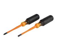 Klein Tools 33732INS 1000V Slim Tip Insulated Screwdriver Set, 2 Phillips and 1/4-Inch Cabinet Tips, Cushion Grip Handle, 2-Piece,Black and Orange