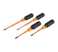 Klein Tools 33734INS 1000V Slim Tip Insulated Screwdriver Set, Phillips, Cabinet, Square Slim-Tip, Cushion Grip Handle, 4-Piece