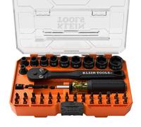 Klein Tools 33806 Proflex 43 Piece Impact Cap Set with Modular Housing, 29 Bit and 10 SAE Socket Sizes, S2 Steel, Magnetic Adjustable Screwdriver