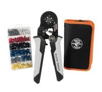 Klein Tools 34060 Ferrule Crimping Tool Set with Ratcheting Square Crimper Pliers, 1200 Wire Terminals (10-22 AWG), and Soft Carrying Case for Electrical Applications