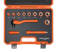 Klein Tools 47110INS Insulated Ratchet and Socket Set, 1000V Rated, ASTM F1505 Certified, Includes 3 and 6-Inch Extension Bars, Class 2 Glove Compatible, Premium Carrying Case