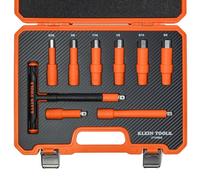 Klein Tools 47120INS Insulated T-Handle and Hex Bit Set, 1000V Rated, ASTM F1505 Certified, Includes 3 and 6-Inch Extension Bars, Class 2 Glove Compatible, Premium Carrying Case