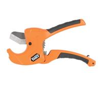 Klein Tools 50063 Ratcheting PVC Pipe Cutter, Cuts 1-1/4-Inch I.D. PVC, CPVC, PEX Pipes, One-Handed Operation, Replaceable Blades