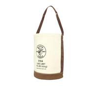 Klein Tools 5104 Canvas Bucket with Leather Bottom, 12-Inch Diameter, 1 Pocket, 100-Pound Loa Utility Bucket, Natural