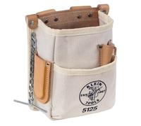 Klein Tools 5125 Canvas and Leather 5-Pocket Tool Pouch with Chain Tape Thong and Tunnel Belt Connection