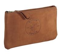 Klein Tools 5139L Zipper Bag, Top-Grain Leather Tool Pouch with Strong Zipper Close, 12-1/2-Inch, Brown