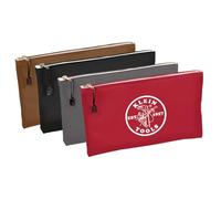Klein Tools 5141 Zipper Tool Bag, Canvas Zipper Bag, Tool Pouch, Tool Bag, Utility Bag, Bank Deposit Bag, 12.5 x 7-Inch, Brown/Black/Gray/Red 4-Pack