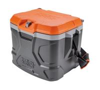 Work Cooler 17-Quart, Keep Cool 30 Hours, Seats 300 Pounds, Tradesman Pro Tough Box Klein Tools 55600,Gray With Orange