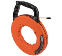 KLEIN TOOLS 56383 Fish Tape, Multi-Groove Fiberglass Wire Puller with Nylon Tip, Optimized Housing & Handle, 100-Foot, Orange/Black