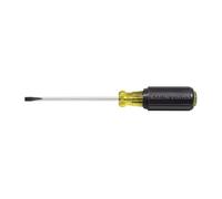Klein Tools 601-4 Flathead Screwdriver with 3/16-Inch Cabinet Tip, Made in USA, 4-Inch Round Shank and Cushion Grip Handle