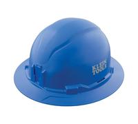 Klein Tools 60249 Hard Hat, Non-Vented, Full Brim Style, Padded Self-Wicking Odor-Resistant Sweatband, Tested up to 20kV, Blue