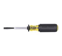 KLEIN TOOLS 6024K Slotted Screw-Holding Screwdriver, 1/4-Inch Split-Blade Flat Head Driver, Positive Gripping Action, Cushion Grip Handle