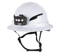 Klein Tools 60406T2RL Type 2 Hard Hat, Non-Vented Full Brim, Class E, 6-Point Suspension with Accessory Mounts, Washable Padding, and Rechargeable Headlamp