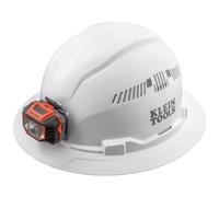 Klein Tools 60407 Hard Hat with Light, Vented Full Brim Style, Padded, Self-Wicking Odor-Resistant Sweatband, White