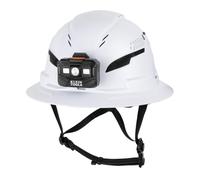 Klein Tools 60407T2RL Type 2 Hard Hat, Vented Full Brim, Class C, 6-Point Suspension with Accessory Mounts, Washable Padding, and Rechargeable Headlamp