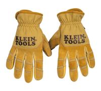 KLEIN TOOLS 60608 Work Gloves, All-Purpose Premium Leather Gloves, Abrasion-Resistant, Heavy-Duty Gloves Ideal for Wire Pulling Work, Large