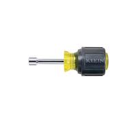 Klein Tools 610-1/4 1/4-Inch Stubby Nut Driver, Made in USA, 1-1/2-Inch Hollow Shaft and Cushion Grip Handle