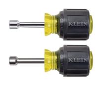 KLEIN TOOLS 610M Tool Set, Made in USA, Magnetic Nut Driver Set with Stubby Nut Driver Sizes 1/4 and 5/16-Inch, Full Hollow Shaft, 2-Piece