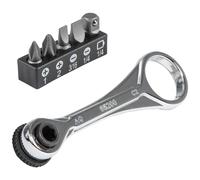 KLEIN TOOLS, 5-Piece Mini Ratchet Set with Phillips, Slotted, and Adapter for Other Socket Sizes, For Tight Spaces 65200
