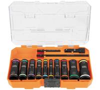 Klein Tools 65239 KNECT Flip-20 Deep Impact Socket Set, 20 SAE and Metric Socket Sizes with MODbox Case, Heavy Duty Flip Sockets with 1/4 and 3/8-Inch Adapters