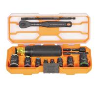 Klein Tools 65242 KNECT Impact Socket Set, Ratcheting Screwdriver Set, 1/4-Inch Drive, SAE and Metric Flip Sockets, 16 Hex Sizes, Adapters, MODbox Case