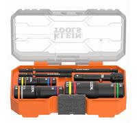 Klein Tools 653QS KNECT Quad Socket, 12 Sizes in 3 Sockets, 4-in-1 Color Coded SAE Impact Rated, Heavy-Duty, 1/4- and 3/8-Inch Drive, 3-1/2- and 6-1/2-Inch Shaft
