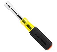 Klein Tools 65406M Metric Color-Coded Nut Driver, Hollow-Shaft, Heavy-Duty 6 mm Hex, Pass-Through Design, 6-Point Socket, and Cushion-Grip Handle