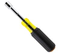 Klein Tools 65408M Metric Color-Coded Nut Driver, Hollow-Shaft, Heavy-Duty 8 mm Hex, Pass-Through Design, 6-Point Socket, and Cushion-Grip Handle