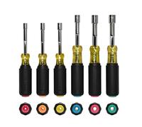 Klein Tools 65456M Metric Color-Coded Hollow-Shaft Nut Driver Set, 6-Piece, Heavy-Duty, Color-Coded Hex Sizes 6mm to 13mm, Cushion-Grip Handles, 6-Piece
