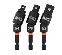 Klein Tools 65813SW 3-Piece Impact Driver Swivel Socket Adapter Set, 20-Degree Swivel, Impact-Rated Socket Extension, Ball Detent, High-Visibility