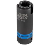 Klein Tools 66031 3-in-1 Slotted Impact Socket, 12-Point Deep Sockets, Coaxial Spring Loaded, 3/4 and 9/16-Inch Hex Sizes, 1/2-Inch Drive