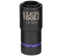 Klein Tools 66065 2-in-1 Deep Impact Socket, 6-Point 1-Inch and 13/16-Inch Hex Socket Sizes, Use with Impact Wrenches BAT20-CW, BAT20-CW