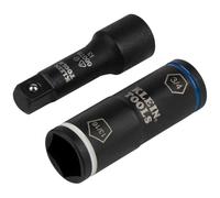Klein Tools 66080 2-in-1 Flip Socket with Adapter, 5-Point 13/16-Inch Penta and 6-Point 3/4-Inch Hex Socket Sizes, Use with Impact Drivers