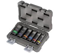 Klein Tools 66090 1/2-Inch Impact Socket Set, 2-in-1 Slotted Design, 12-Point Deep Sockets, for Impact Wrenches, Includes Tool Case, 6-Piece