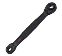 Klein Tools 68215 4-in-1 Ratcheting Wrench, Box Wrench, SAE Hex Sizes 1/2, 9/16, 5/8, 3/4-Inch, 90-Tooth Ratchet, Pass-Through Design