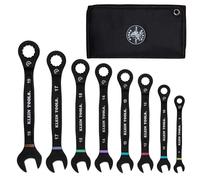 KLEIN TOOLS 69408MG Metric Ratcheting Combination Wrench Set, 8 to 19 mm, 90-Tooth Steel Alloy with Foam Pouch, 8-Piece