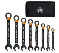 Klein Tools 69508 SAE Ratcheting Combination Wrench Set, 8 Piece, Slide-Lock 90 Teeth Ratchet, I-Beam Handle, Color Coded Size Markers, Roll Pouch Storage