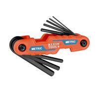 KLEIN TOOLS 70540M Compact Folding Hex Key Set, 8-Key Metric Sizes 1.5mm to 8mm, Industrial Strength Heat Treated Alloy Steel