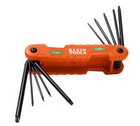 KLEIN TOOLS 70550T Pro Folding Hex Key Set, 10-Key Torx Sizes T6 to T40, Heat-Treated Alloy Steel, High-Leverage Blades