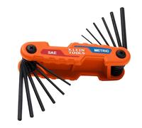 KLEIN TOOLS 70590 Compact Folding Hex Key, Metric and SAE Combo Set, 12 Keys, Industrial Strength Heat Treated Alloy Steel