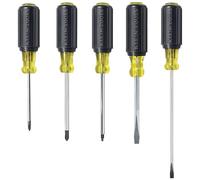 Klein Tools 80031 Screwdriver Set, 5-Piece Kit Includes 2 Slotted, 2 Phillips and 1 Square Tip Screwdriver, Cushion Grip Comfort