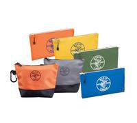 Klein Tools 80056 Tool Bag Storage Kit with Zipper Bag Stand-Up Tool Pouch and Canvas Tool Pouch, in Assorted Colors, 6-Piece