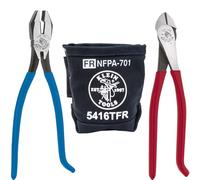 Klein Tools 80081 Pliers Kit, Ironworker's Diagonal Cutting Pliers, Heavy Duty Side Cutters and Flame Resistant Canvas Tool Bag, 3-Piece